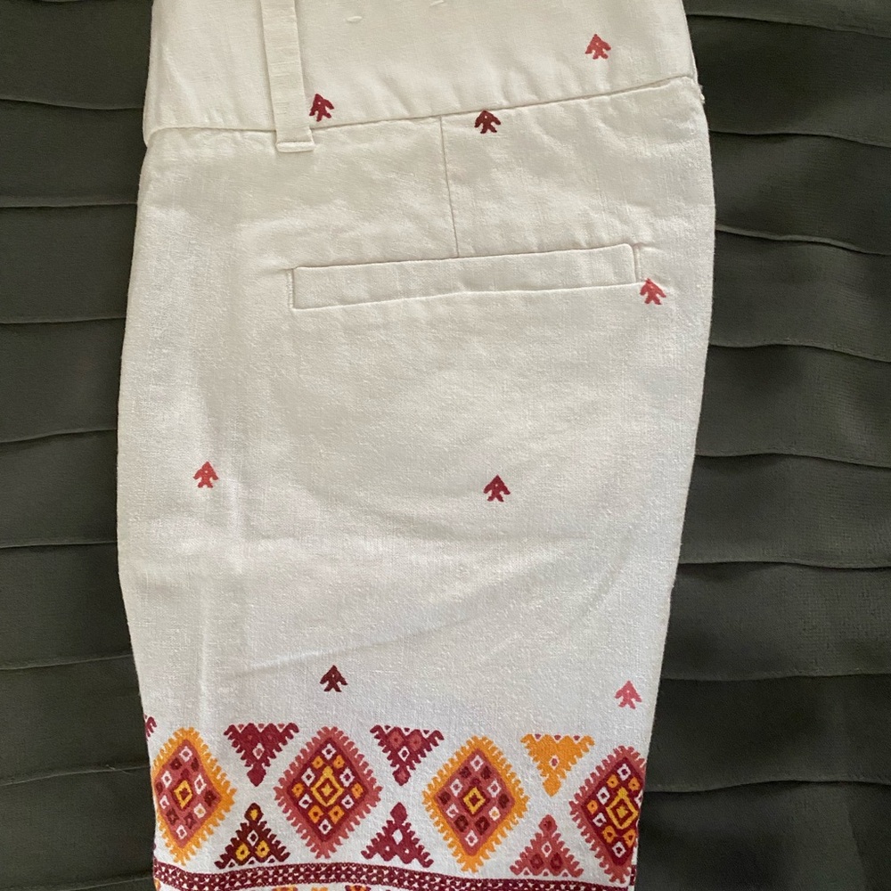 LOFT High Waist White and Orange Shorts - Picture 8 of 11